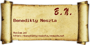Benedikty Neszta névjegykártya